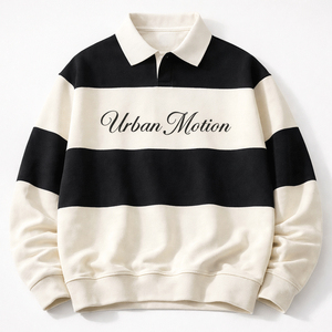 Sweat-shirt décontracté pour homme, noir et blanc, à manches raglan, col montant, coupe classique, tricoté, pour l'automne - Product Image 6