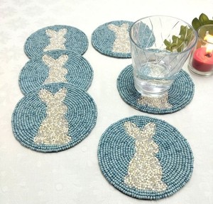 <b>Wholesale</b> <b>Easter</b> <b>Egg</b> Seed Beaded Table Coasters Embroidered Decorative Holiday Drink Mats For Home Cafe Restaurant And Events - Product Image 6
