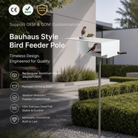 Mangeoire à oiseaux JH-Mech avec abreuvoir en porcelaine, mangeoire en aluminium thermolaqué sur support en acier inoxydable de 1,5 m