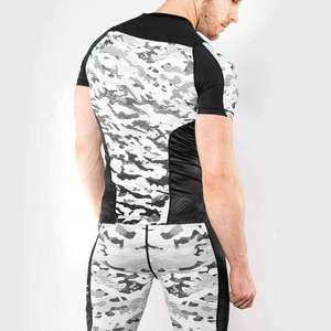 Custom <b>Men</b> Camouflage MMA Rash Guard Short Sleeve <b>Compression</b> <b>Shirt</b> BJJ Grappling T-<b>Shirt</b> Quick Dry Gym Fitness Training Wear - Product Image 3
