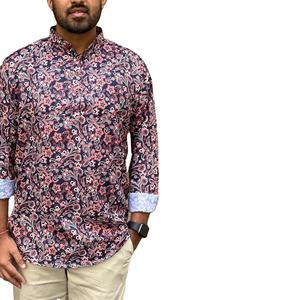 Kurta de algodón de manga larga de longitud corta con colección de estampado formal para fiestas - Product Image 1