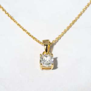 Collar de Compromiso de Lujo con Certificado IGI, 1 Ct, Chapado en Oro Amarillo de 14K, Diamante VVS Cultivado en Laboratorio CVD, Corte Brillante, Color - Product Image 1