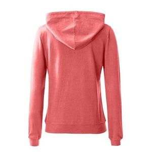 Sudadera con capucha de algodón tejido de color liso morado para mujer, con cremallera completa, corte regular, para otoño, bordado personalizado - Product Image 4