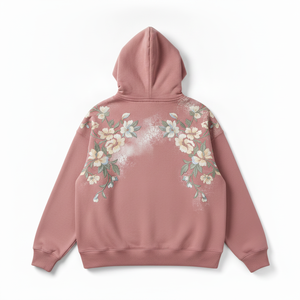 Sweat-shirt à capuche oversize imprimé floral unisexe en coton tricoté décontracté pour le printemps - Product Image 3