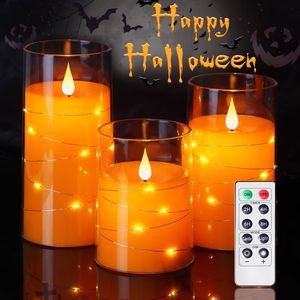 Candele LED Senza Fiamma Homemory per Halloween, Arancioni con Luci a Corda, Funzionamento a Batteria e Telecomando con Timer per Decorazioni Festive - Product Image 1