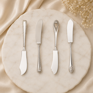 Juego de espátulas para mantequilla con mango de perlas vintage, colección de cuchillos para queso de acero inoxidable para servir con elegancia en la mesa - Product Image 1