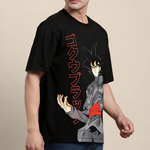 Camiseta Negra de Manga Corta para Hombre, con Serigrafía Frontal, Cuello Redondo, Estilo Casual Holgado, 100% Algodón Jersey - Product Image 6