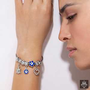 PRAO 3 Anti-Tarnish Evil Eye <b>Charm</b> Bracelet Fashionable Anti-Tarnish <b>Bangles</b> with Evil Eye Symbol - Product Image 3
