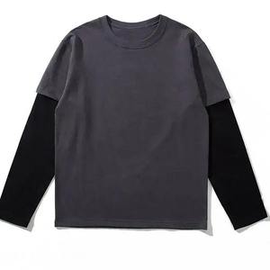 OEM Custom Heavy Cotton Double Layer Sleeve 2 1 Unisex <b>Tee</b> <b>Shirt</b> Blank Thermal T <b>Shirt</b> for Screen Printing Oversized Design - Product Image 3