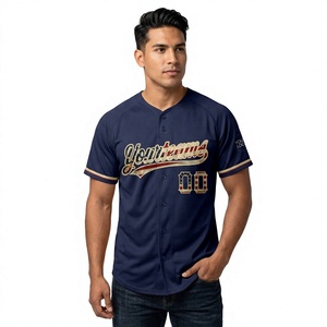 Camiseta de béisbol con sublimación personalizada, diseño de bandera de EE. UU., nombre del jugador personalizado, número, dos botones, ropa deportiva unisex, uniforme de equipo - Product Image 2