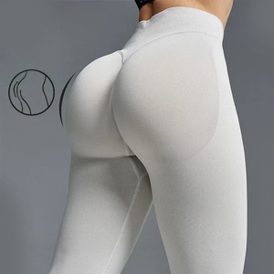Custom Logo Nylon Fitness Gym Yoga Pants Active Wear <b>Pocket</b> Breathable High Waist Scrunch Butt Yoga <b>Leggings</b> for Women - Product Image 1