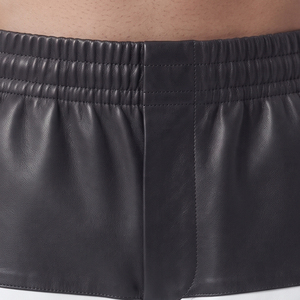 Custom Logo Men Oversize <b>Leather</b> <b>Shorts</b> High Quality Men Loose Fit <b>Leather</b> <b>Short</b> Mens Elastic Waist Baggy <b>Leather</b> <b>Short's</b> - Product Image 4