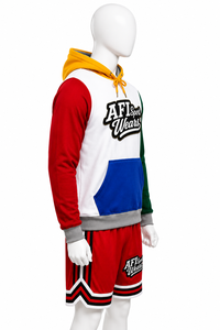 Sweat-shirt à capuche imprimé en sérigraphie à blocs de couleur pour homme AFI Sport Wears, logo sur le devant, manches régulières, tricoté - Product Image 1
