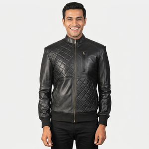 Men Custom Made Blue Bomber Leather <b>Jackets</b> Men's Real Leather Black Bomber Badge <b>Pilot</b> Flying <b>jacket</b> for men - Product Image 6