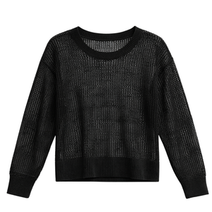 Suéter de punto de malla de lino para mujer, ligero, transpirable, de manga larga, jersey de verano, informal, elegante, a la moda - Product Image 1