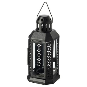 Modern Selling Eco-Friendly Portable Hanging Metal & Glass Candle <b>Lantern</b> In Shiny <b>Black</b> Finish Candle <b>Lantern</b> for Garden - Product Image 1