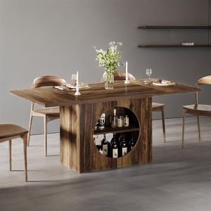 63 Inch Farmhouse Large Rectangular Dining <b>Table</b> for 4-6 Kitchen <b>Table</b> with Storage - Product Image 4