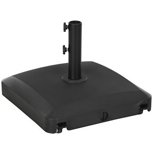 Base per Ombrellone da Esterno Rinforzata Nera con Ruote - Riempibile con Acqua (24 kg) o Sabbia (30 kg) per Stabilità in Cortile e Piscina - Product Image 1