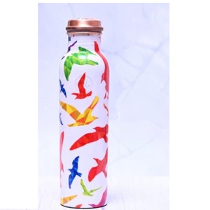 Health Benefits Kitchenware Decorative Sticker Enamel Printed Pure <b>Copper</b> Metal Water <b>Bottle</b> Juice <b>Drinks</b> Storage <b>Copper</b> <b>Bottle</b> - Product Image 6