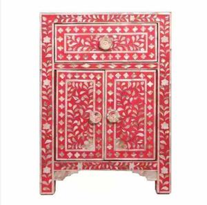 Mesa de Cajones con Incrustaciones de Hueso de ILAHI, Diseño Moderno con Detalles de Ágata, Almacenamiento de Tres Niveles, Mueble Portátil para el Hogar - Product Image 2