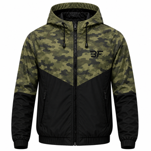 100% Polyester Windbreaker <b>Jackets</b> Green <b>Camo</b> Print <b>Men</b> Waterproof <b>Jackets</b> Custom Zipper Outdoor <b>Jacket</b> - Product Image 1