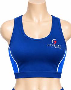 Top Deportivo de Tirantes para Mujer, Estilo Vintage, Color Azul, Cuello Redondo, Bloques de Color, Transpirable, 100% Poliéster, Marca General Industries - Product Image 1