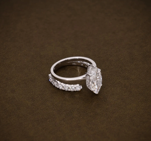 925 Sterling <b>Silver</b> Vintage Marquise Cut Lab Grown Engagement Ring IGI Certified Women's Wedding Anniversary Party Jewelry - Product Image 2