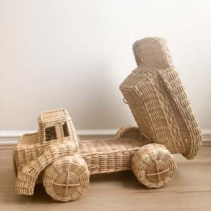 Superior quality rattan construction toy vehicle kids play <b>cars</b> and trucks natural weave truck toys - Product Image 2