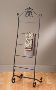 Classic <b>Standing</b> Metal Towel Rack Rectangle Shape Durable Iron Bathroom <b>Storage</b> Holder Single Tier - Product Image 3