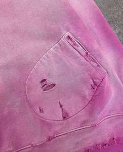 Nouveau sweat à capuche streetwear tendance en molleton de coton lavé, velours épais, effet vieilli et délavé à l'acide, coupe ample, personnalisable - Product Image 4