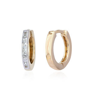 Pendientes de Aro Pequeños de Oro Amarillo de 14k con Diamantes Naturales, Hechos a Mano, Minimalistas, Regalo de Boda, Joyería Fina Unisex - Product Image 2