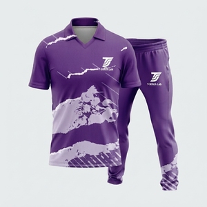 Uniforme de Cricket Profesional 100% Poliéster con Estampado Digital, Nombre del Equipo Personalizado, Cintura Elástica, Mangas Cortas, Cuello Camisero, Unisex - Product Image 2