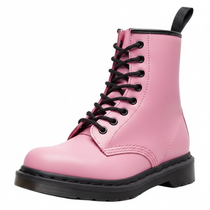 Bottes pour femmes en cuir véritable à lacets mi-mollet avec semelle en caoutchouc, talons épais de 3 cm - Product Image 2