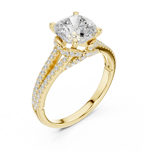 Anillo de Compromiso de Lujo con Doble Aro de Oro Amarillo de 14K, Diamante Cultivado en Laboratorio con Corte Cojín de 2.5 CT, Certificado IGI, para Aniversario o Boda - Product Image 4