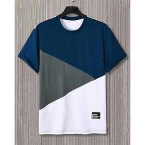 Color Block <b>Geometric</b> Pattern Men's T-<b>Shirt</b> Short Sleeve O-Neck Casual Streetwear Tee Quick Dry Anti-Wrinkle Loose - Product Image 3