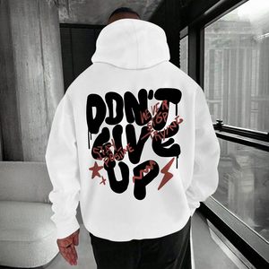 Sudadera con Capucha Personalizada con Estampado Gráfico, Sudadera Oversize para Hombre, Blanca, de Algodón, Estilo Casual Urbano, con Estampado de Goteo y Bolsillo - Product Image 5