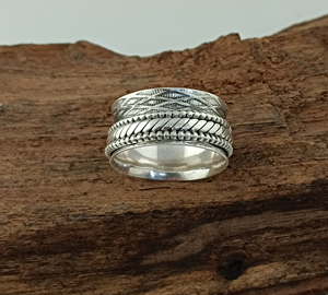 Wholesale Classic 925 Sterling Silver Party <b>Spinner</b> <b>Ring</b> Braided Rope Beaded Double Spinning Band Anti Anxiety Meditation - Product Image 3