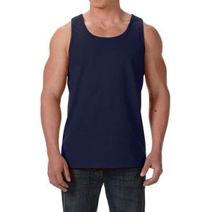 SFANA SPORTS <b>Navy</b> Blue Men's Casual Knitted Tank <b>Top</b> Breathable Quick Dry Spandex/Cotton Solid Stand Collar Gym Workout - Product Image 5
