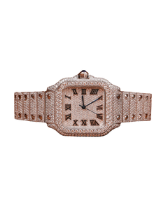 Montre de luxe pour homme, style hip-hop, avec pavé de diamants, en acier inoxydable or blanc, mouvement automatique, cadran blanc, verre de la montre - Product Image 1