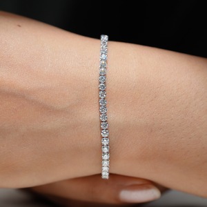 Bracelet tennis de luxe en or massif 14 carats avec diamants de laboratoire certifiés IGI – Bijou élégant pour mariages et soirées féminines - Product Image 1