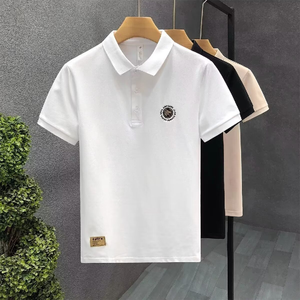 Chemise blanche à manches courtes pour homme avec logo brodé sur le devant, coupe sportive classique, décontractée, respirante, en tissu Oxford de coton - Product Image 3