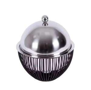 Olla de Acero Inoxidable de Lujo con Base de Alambre Negro para Servir en Buffet, Olla para Servir en Hoteles, Restaurantes y Catering - Product Image 1