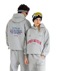 เสื้อมีฮู้ดผ้าคอตตอนสีเทา450 GSM ทรงโอเวอร์ไซส์พิมพ์ลายระบายอากาศเปิดไหล่ตกสำหรับฤดูหนาวกำหนดเองได้ - Product Image 4