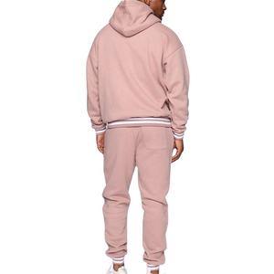 <b>Men</b> Hooded Tracksuit Set Full Length Cotton Sweatshirt and Jogger Pants Solid Color Side Pockets Casual Autumn Wear - Product Image 2