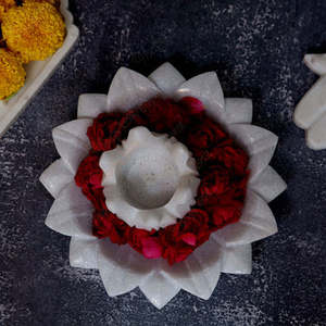 ชามหินอ่อนตกแต่ง ชามดอกไม้ ชามหินอ่อนแกะสลักด้วยมือ ชามดอกบัว ชามผลไม้ ชาม ชามตกแต่ง ของขวัญ ของขวัญวันเกิด - Product Image 4