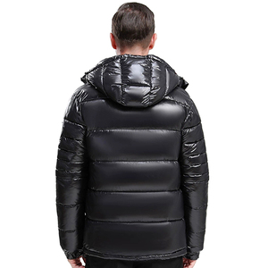 Men's Hooded Down Puffer Jacket Windproof Casual Winter <b>Coat</b> Solid Color Zipper Closure Regular Fit Thick Warm Outerwear - Product Image 5