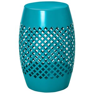 Blue 12.5\" Steel Outdoor <b>Side</b> <b>Table</b> <b>Round</b> Hollow Drum Patio End <b>Table</b> Durable Accent <b>Table</b> for Indoor and Outdoor Use - Product Image 1