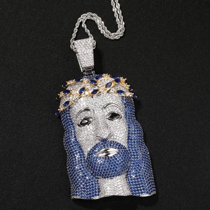 Pendentif religieux visage de Christ en argent 925 avec incrustation de moissanite, plaqué rhodium, breloques pour occasions chrétiennes, pendentif de foi religieuse - Product Image 4