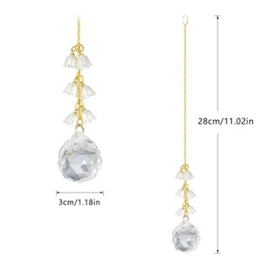 Elegant <b>Crystal</b> <b>Ball</b> Suncatcher With White Flower Charm Hanging Decor For Home Garden Balcony Window Gift Handcrafted From India - Product Image 2