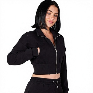 Conjunto de Sudadera con Capucha y Pantalones Cortos de Forro Polar para Mujer EVERGLOW, Color Sólido, Casual, Impermeable, Resistente al Viento, Transpirable y Ecológico - Product Image 3